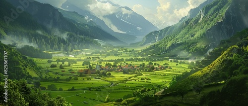 Serene landscape green valleys img