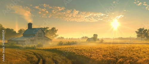 Photorealistic rural landscape