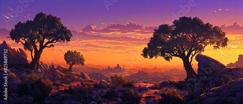 Twilight rocky desert image