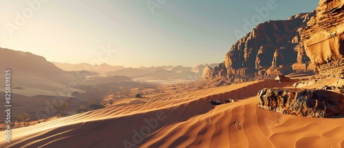 Photorealistic desert sunrise picture
