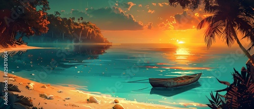 Vibrant sunset exotic island