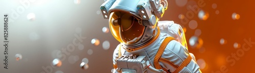 Astronaut in spacesuit with visor reflecting the red planet.