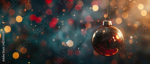 Festive close-up of a Christmas ornament with bokeh lights in the background, creating a warm and magical holiday atmosphere.