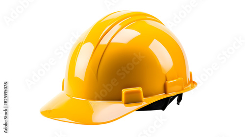 A yellow plastic hard hat isolated on transparent background.