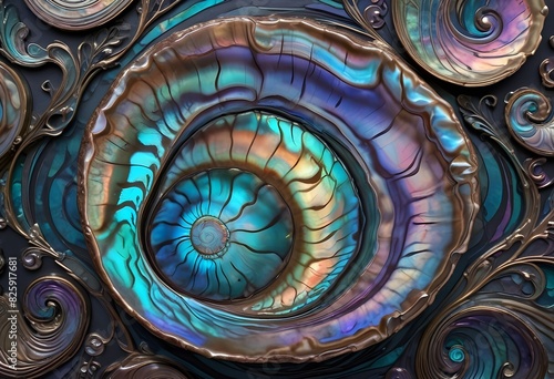 Modernist style vibrant otherworldly abalone shell (1)