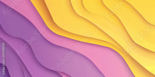 Abstract background with violet and yellow 3D curved shapes