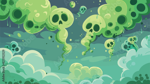 Green fart. Funny stinky clouds with skull text 