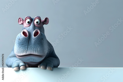 Cute 3d cartoon of hippocampus on background.