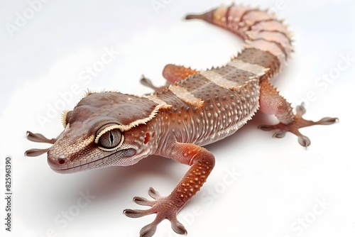 Captivating Crested Gecko Isolated on Pristine White Background
