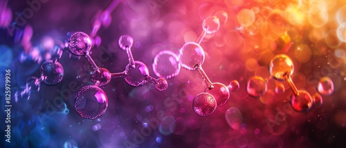 Artistic representation of a chemical compound, vibrant atomic structure, intricate bonds, scientific elegance, colorful visualization