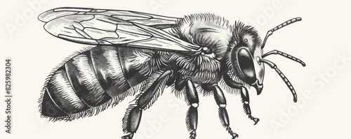 Bumblebee hand drawn sketch From insects collection. vector simple illustration
