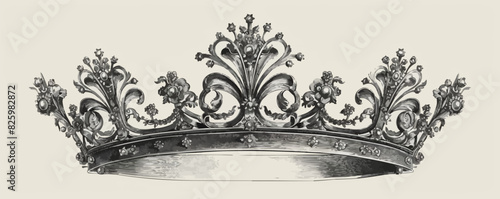 Diadem crown queen sketch hand drawn vintage. vector simple illustration