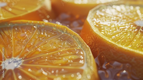 Juicy Sliced Orange Close-up: Vibrant Citrus Segments in 3D Illustration