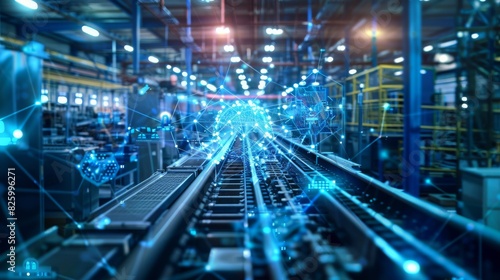 futuristic AI powered factory or production line