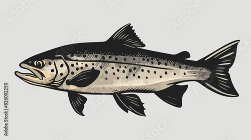 Speckled Trout Fish Black Color Vector illustration vector