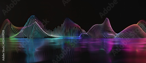 Colorful digital waveforms on dark background