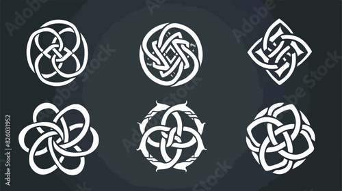 Irish celtic knots. Slavic mystic knot emblems linear