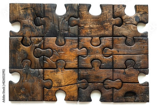 A wooden puzzle with a beautiful grain pattern. The puzzle is made of 12 pieces and is a perfect challenge for a relaxing afternoon.