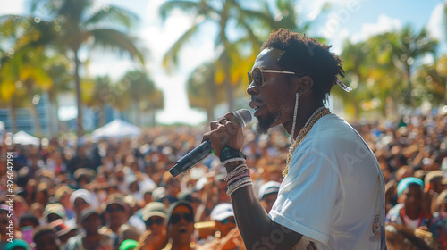 Young rapper performing live at Miami concert 