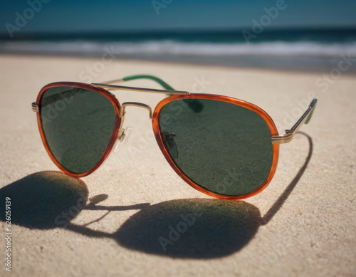 Un paio di occhiali da sole rotondi e vintage poggiano su un tavolo di legno, evocando un fascino retrò.