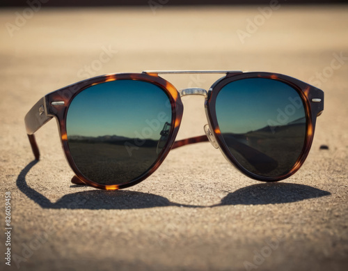 Un paio di occhiali da sole in acetato tartarugato, posizionati su un libro, suggeriscono un look intellettuale.