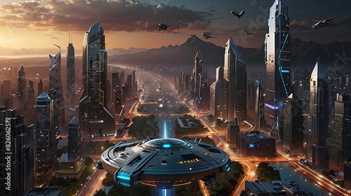 panorama of the city. Generative AI