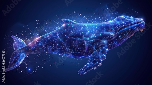 Blue whale in the form of a starry sky or space