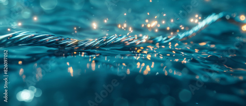 Mesmerizing swirls and sparks on water surface under blue tones.