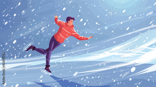 Man figure skating. Ice rink artistic perfomance Cartoon