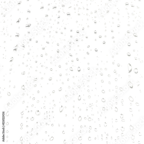 Hundreds of small water droplets, isolated on transparent background, Generative AI