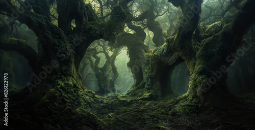 Enchanted Ancient Forest Twisted Tree Landscape