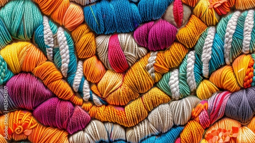 Seamless Close-up of colorful yarns arranged in a pattern