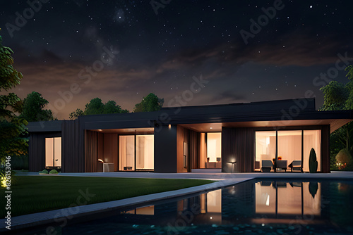 3D Render of a Modern Cozy Clinker House by the Ponds Modern Cozy Clinker House on the Ponds: 3D Rendering