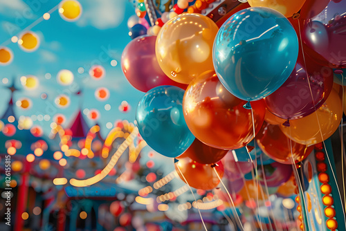 Colorful balloons at a funfair event