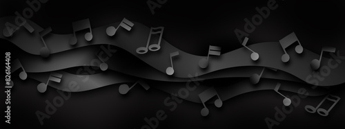 black musical background with notes theme