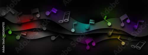 black and clolored musical background with notes theme