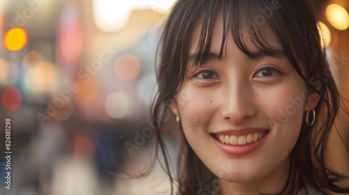 笑顔の若い日本人女性 