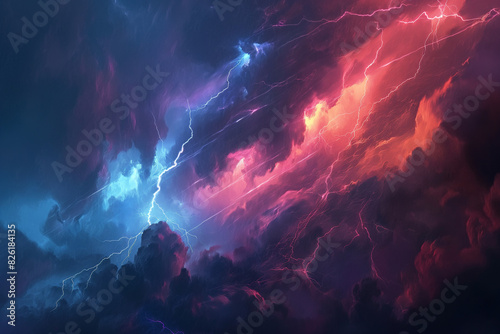  Intense Thunderstorm with Lightning Strikes in Dark Sky