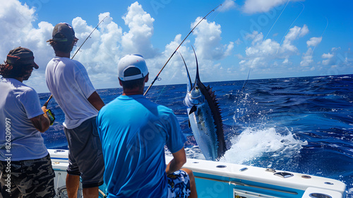 allure of deep-sea fishing by emphasizing the Blue Marlin, a large and popular game fish that adds excitement and challenge to the pursuit of anglers