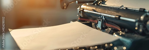 Vintage Typewriter, A close-up of an old typewriter with a blank sheet of paper, ready for writing.