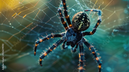 A tarantula spinning a web. 