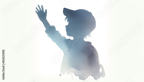 Watercolor Illustration of Child Waving Shadow