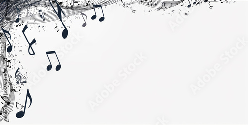 Banner with musical notation with blank space for writing. Black lines, Illustration.