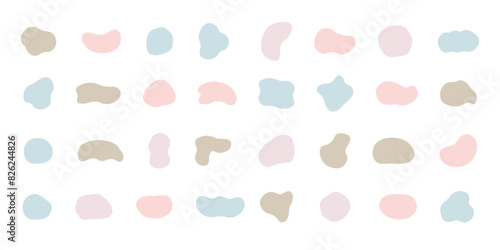Material set of loose hand-drawn circles and ovals in natural colors