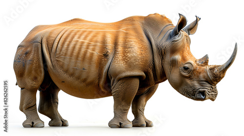 Rhinoceros side view isolate on white background, rhino cutout isolated on white, side view Generative AI 