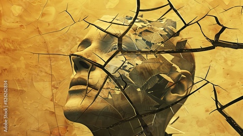 Person's Reflection in a Fragmented Mirror, Symbolizing the Struggle with Self-Identity and Desire for Escape from Stark Reality.