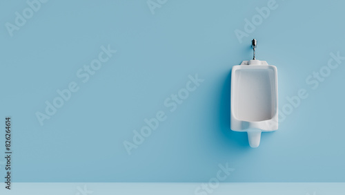 Copy space background with urinal in men's restroom. 3d rendering