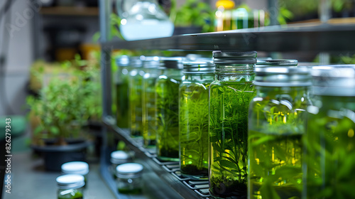 bio fuel laboratory with algae research experiment, Generative Ai