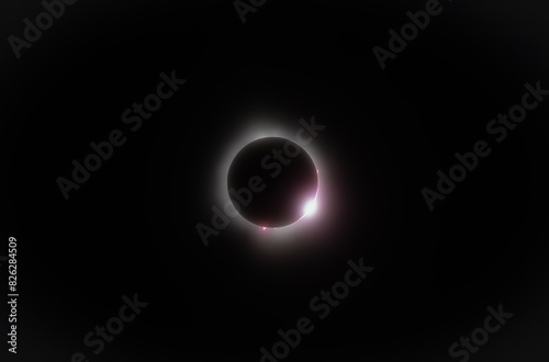 Moment of totality during total solar eclipse 2024 in Canada.