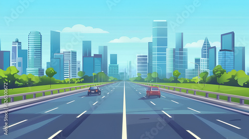 Perspective on a highway entering a city